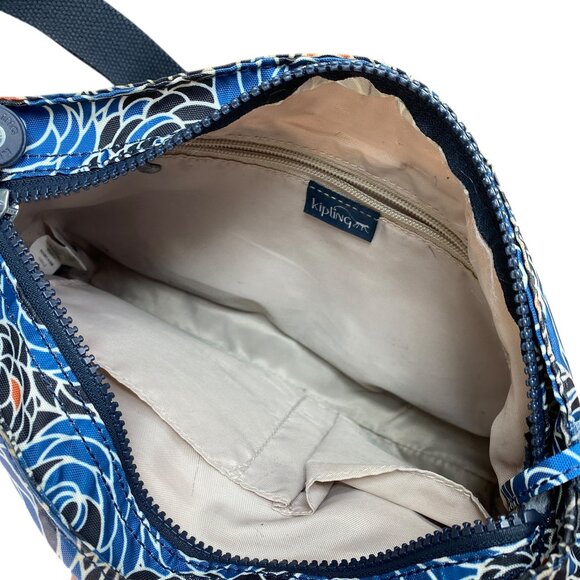 Kipling Angie Crossbody Travel Purse Bag Blue Floral Print #199N - Picture 8 of 9